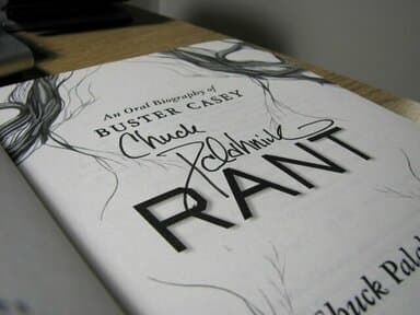 Book cover Signed by Chuck Palahniuk, Rant Book cover Signed by Chuck Palahniuk,