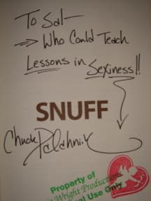 book cover signed by Chuck Palahniuk, Snuff book cover signed by Chuck Palahniuk,